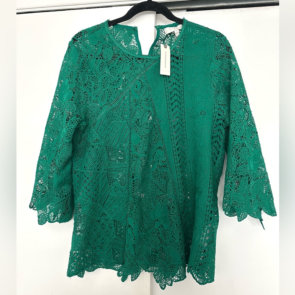ANTHROPOLOGIE - Elegant Green Long Sleeve Blouse